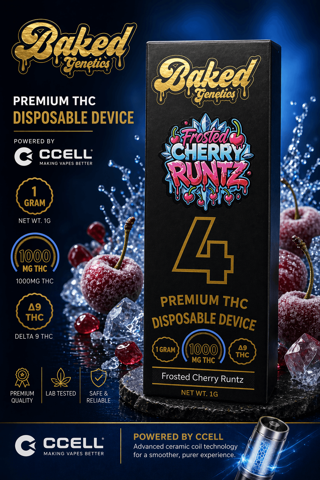 Frozen Cherry Runtz — 1g CCELL disposable, 1000mg Δ9 THC