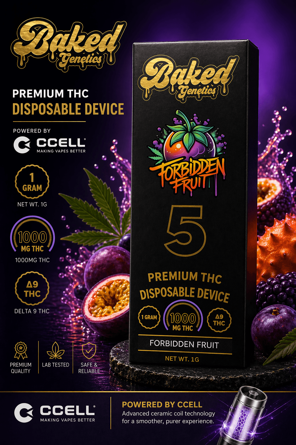 Forbidden Fruit — 1g CCELL disposable, 1000mg Δ9 THC