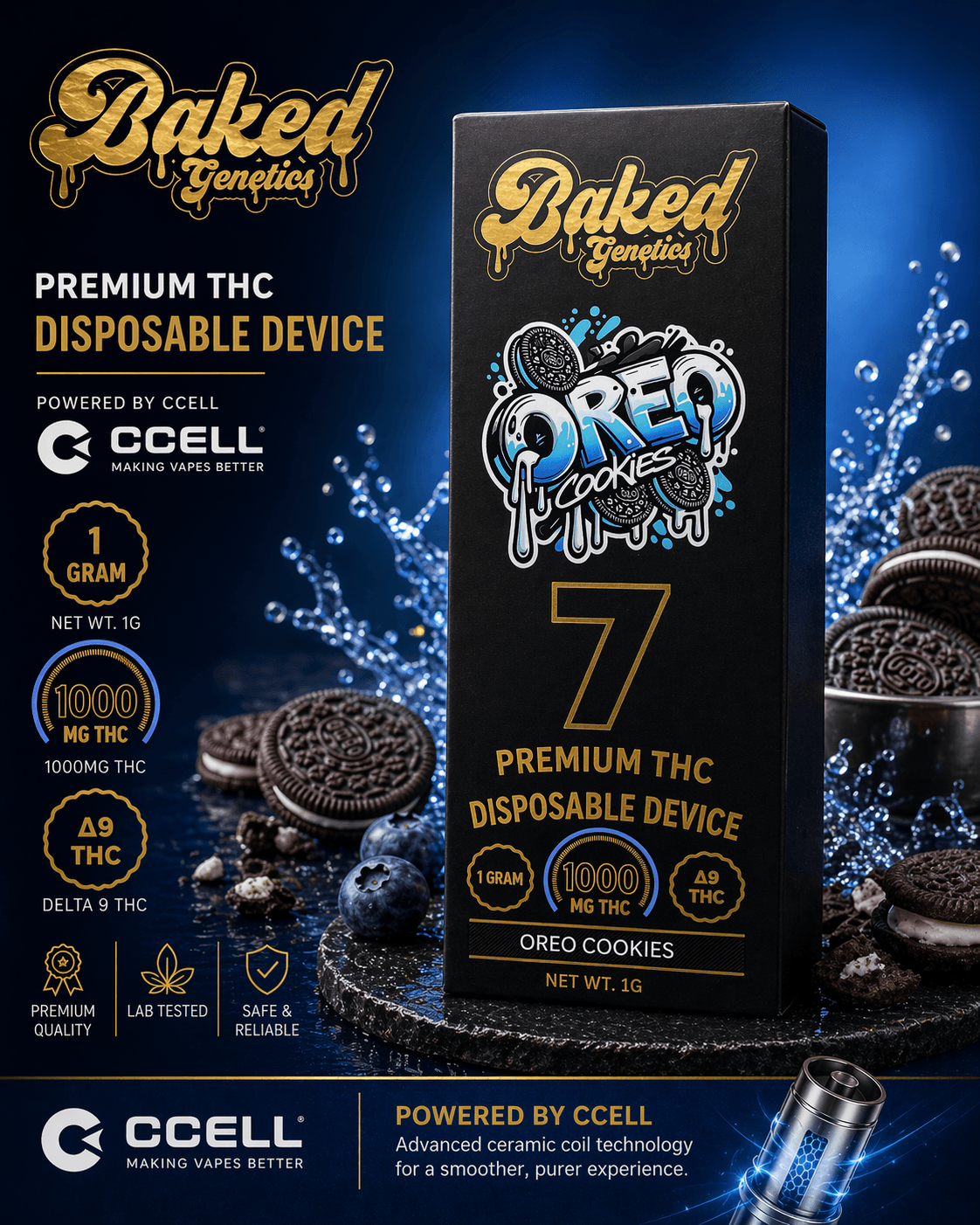 Oreo Cookies — 1g CCELL disposable, 1000mg Δ9 THC