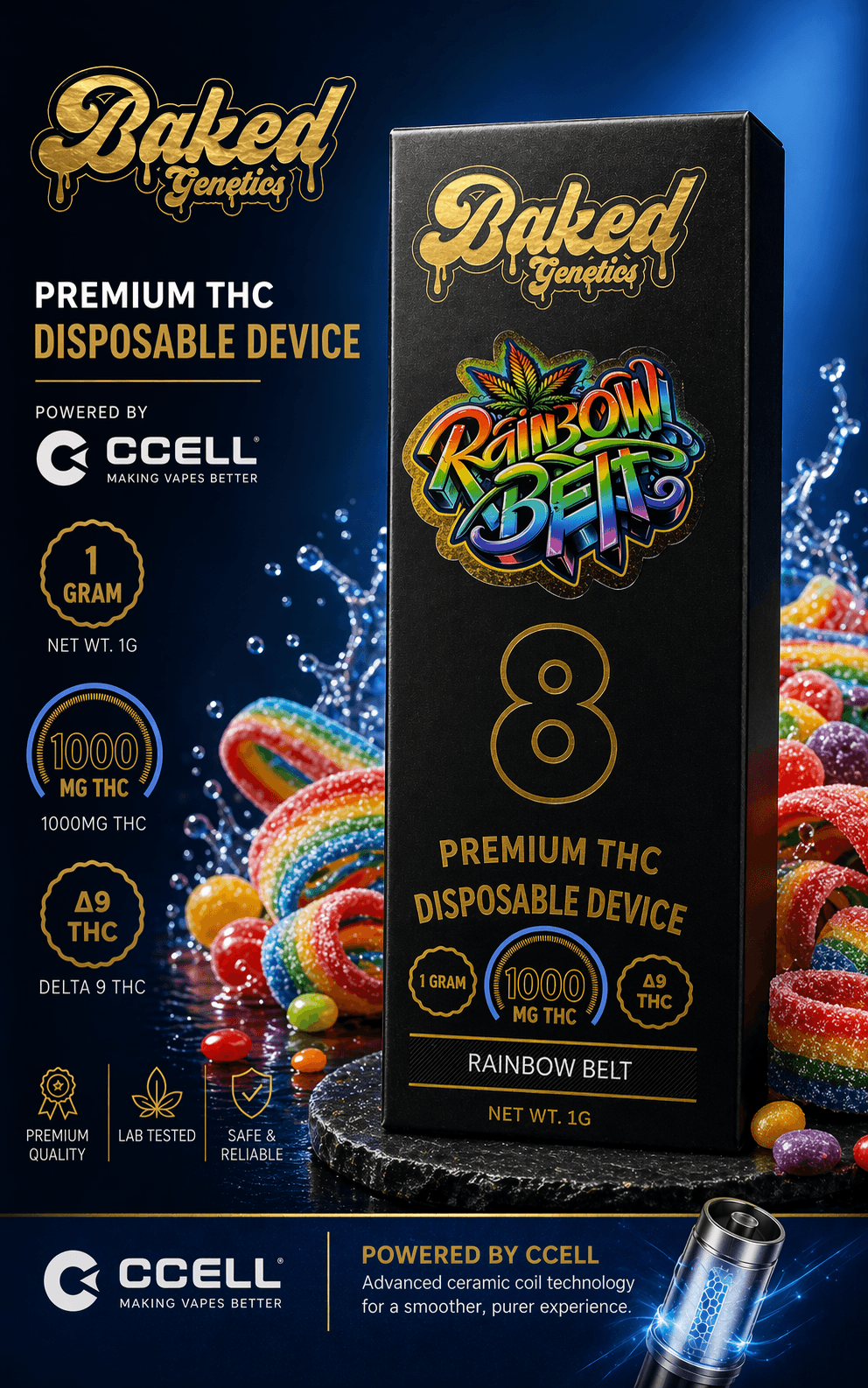 Rainbow Belt — 1g CCELL disposable, 1000mg Δ9 THC